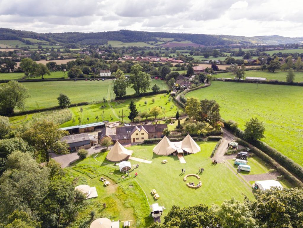 Wedding-Field-Drone-Shot Location-Haybarn Retreat Venue